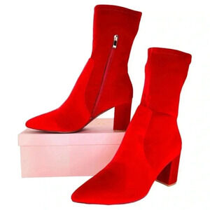 SMASH Shoes Rocco Red Velvet Low Calf Womens Sock Booties Size 14M